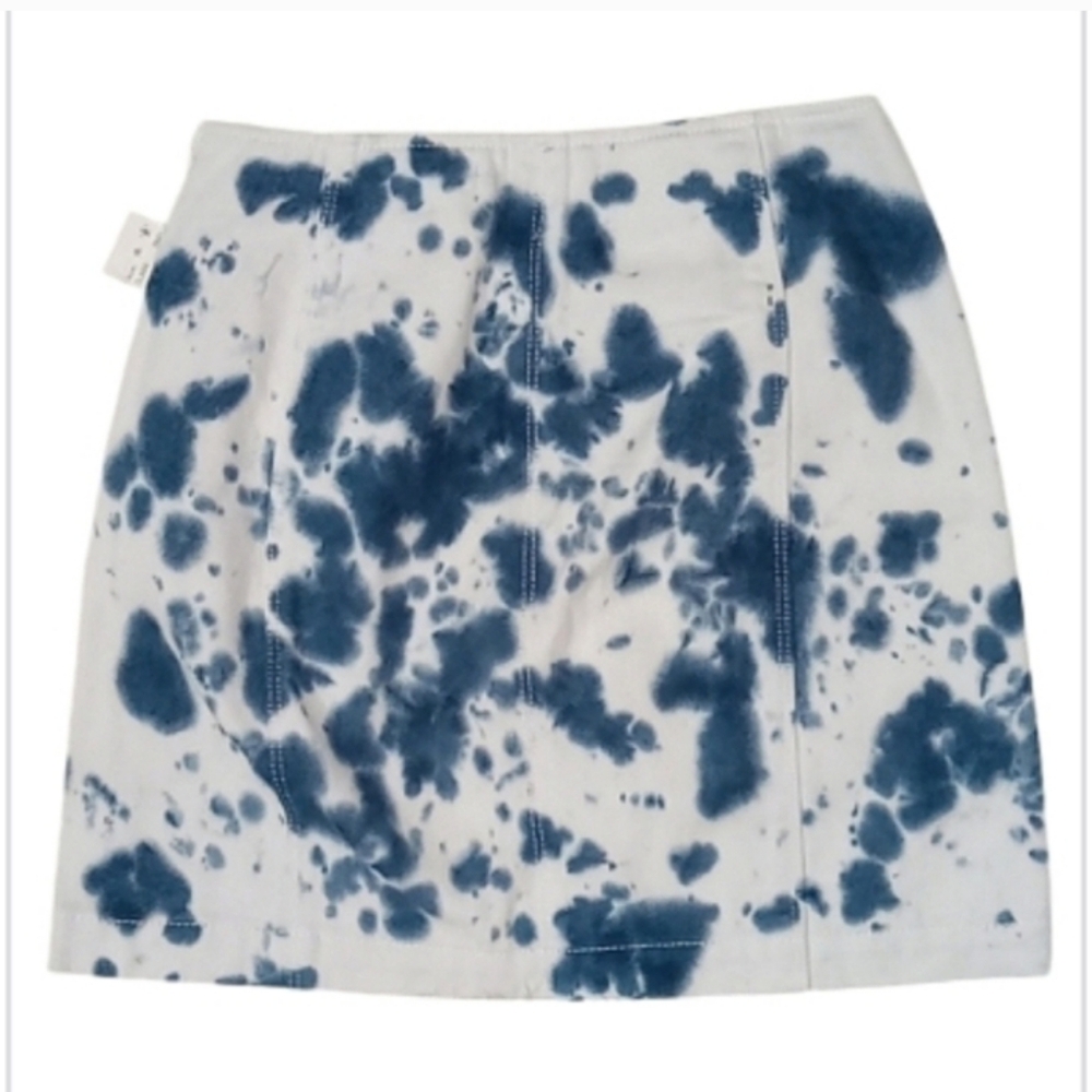 PacSun Paint Tie Dye Panel Mini Skirt Blue White Denim Sz XS NWT - Picture 8 of 12